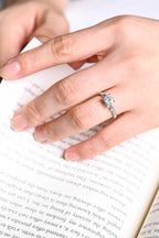Solid Gold Round Moissanite Engagement Ring, Nature Inspired Proposal Ring