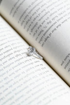 Solid Gold Oval Moissanite Tulip Flower Half Pave Engagement Ring