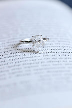 Solid Gold Pear Moissanite Engagement Ring with Hidden Halo