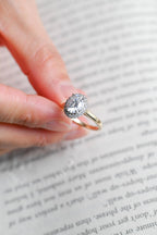 Solid Gold Oval Moissanite Engagement Ring, Two Tone Promise Ring