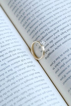 Solid Gold Moissanite Engagement Ring, 3MM Width Minimalist Ring