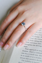 Solid Gold Round Cut Blue Moissanite Engagement Ring, Tulip Floral Bridal Ring