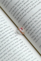 Solid Gold Oval Cut Pink Lab Grown Sapphire Engagement Ring, Three Stone Ring
