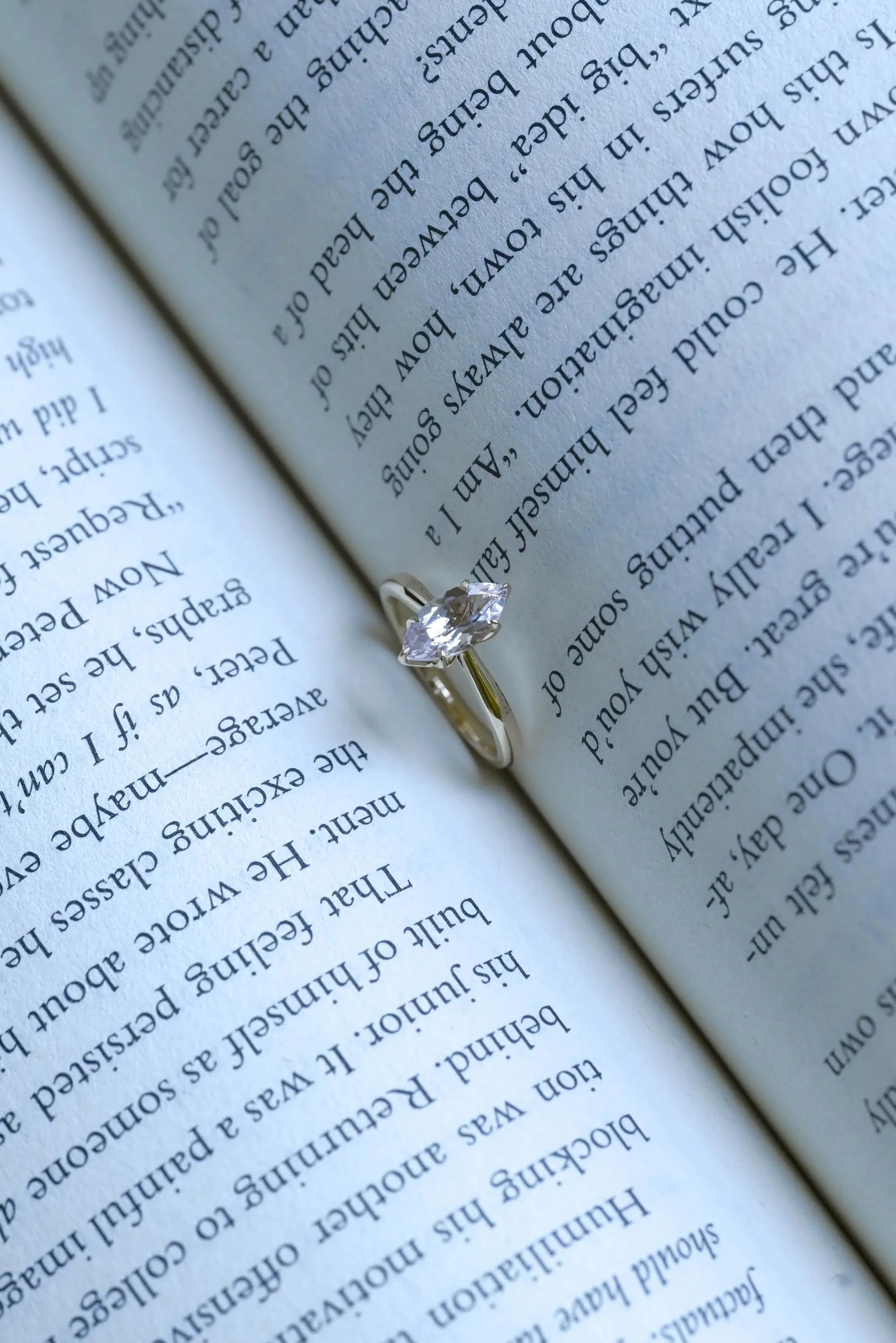 Solid Gold Tulip Floral Marquise Moissanite Engagement Ring
