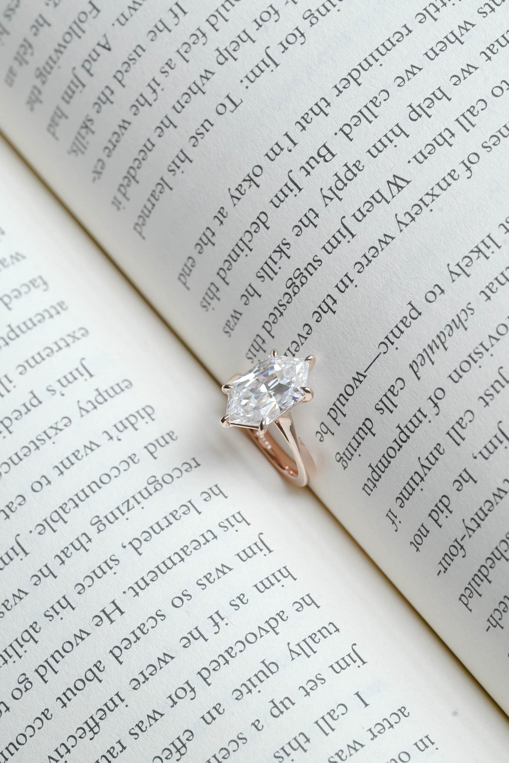 Solid Gold Dutch Marquise Moissanite Ring, Timeless Engagement Ring