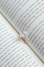Solid Gold Dutch Marquise Moissanite Ring, Timeless Engagement Ring