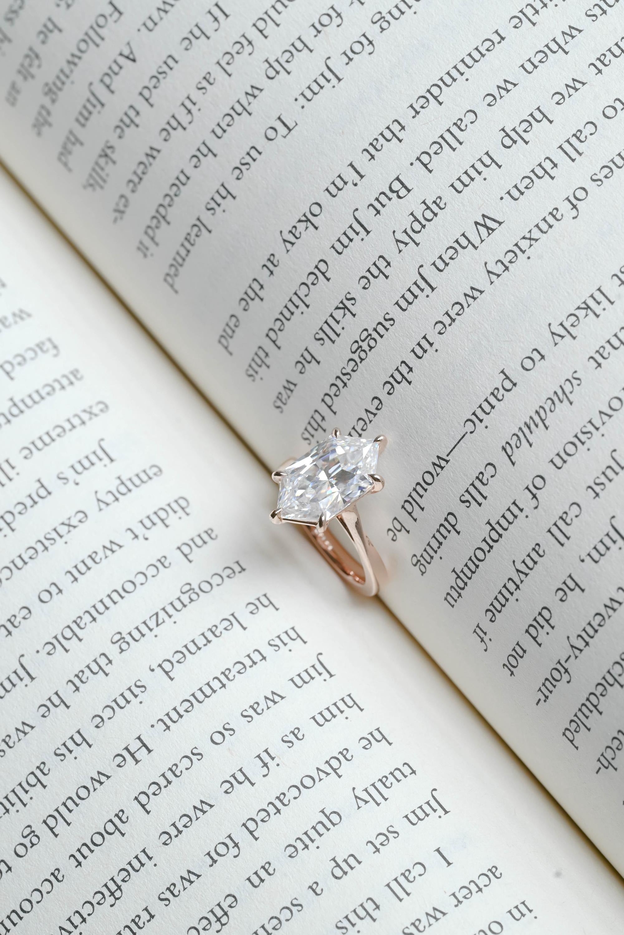 Solid Gold Dutch Marquise Moissanite Ring, Timeless Engagement Ring