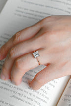 Solid Gold Two Tone Princess Cut Moissanite Engagement Ring, Proposal Ring