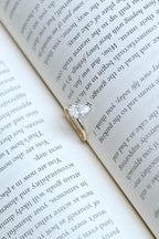 Solid Gold Two Tone Pear Cut Moissanite Engagement Ring, Unique Anniversary Ring