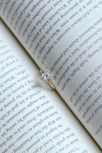 Solid Gold Six Prongs Oval Moissanite Engagement Ring with Bar, Promise Ring