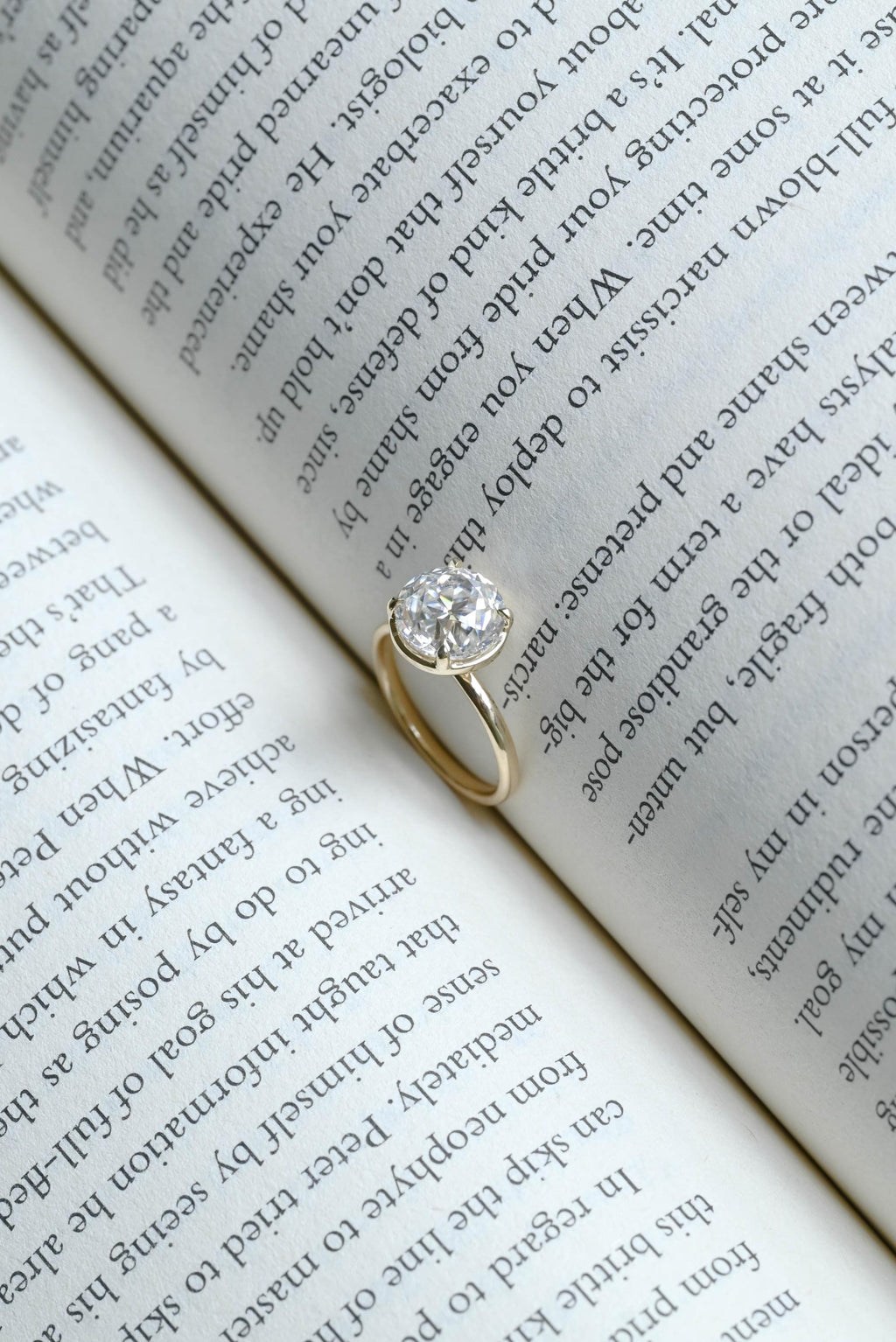 Old Mine Round Cut Moissanite Engagement Ring, Solid Gold Proposal Ring