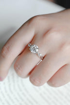 Solid Gold Round Cut Moissanite Engagement Ring, Twisted Band Ring