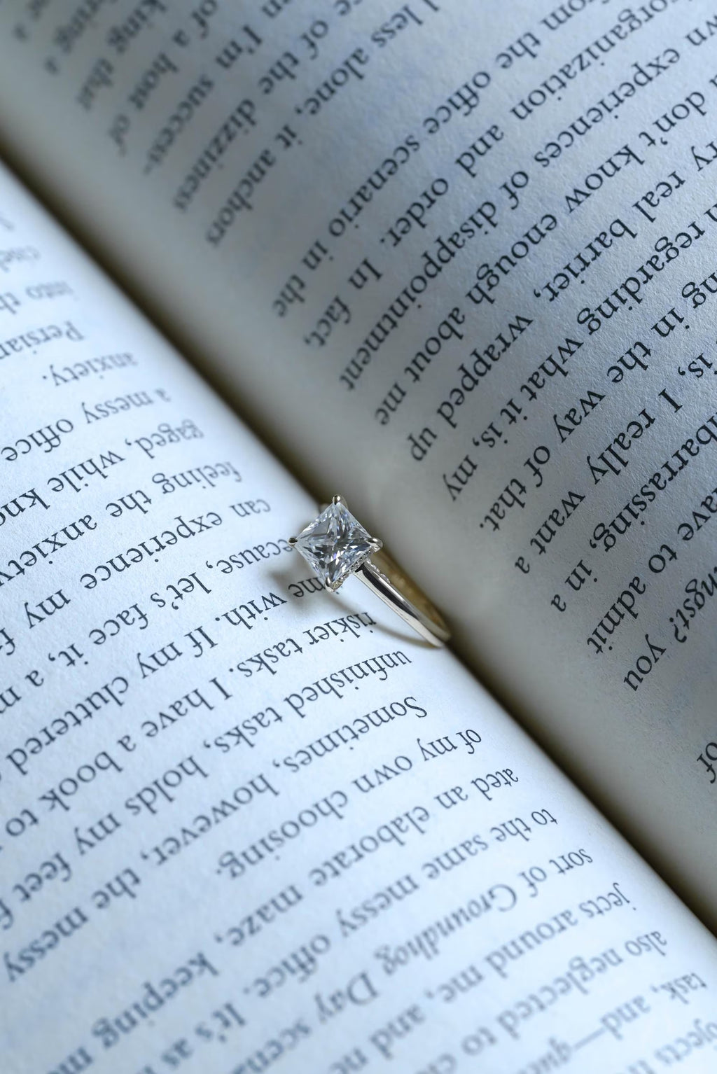 Solid Gold Princess Cut Moissanite Engagement Ring, Promise Ring