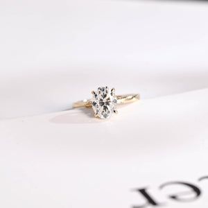 Solid Gold Oval Cut Moissanite Engagement Ring with Black Moissanite Hidden Halo