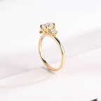 Solid Gold Oval Cut Moissanite Engagement Ring, Vintage Promise Ring