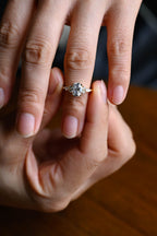 Solid Gold Oval Cut Cluster Moissanite Engagement Ring, Promise Ring