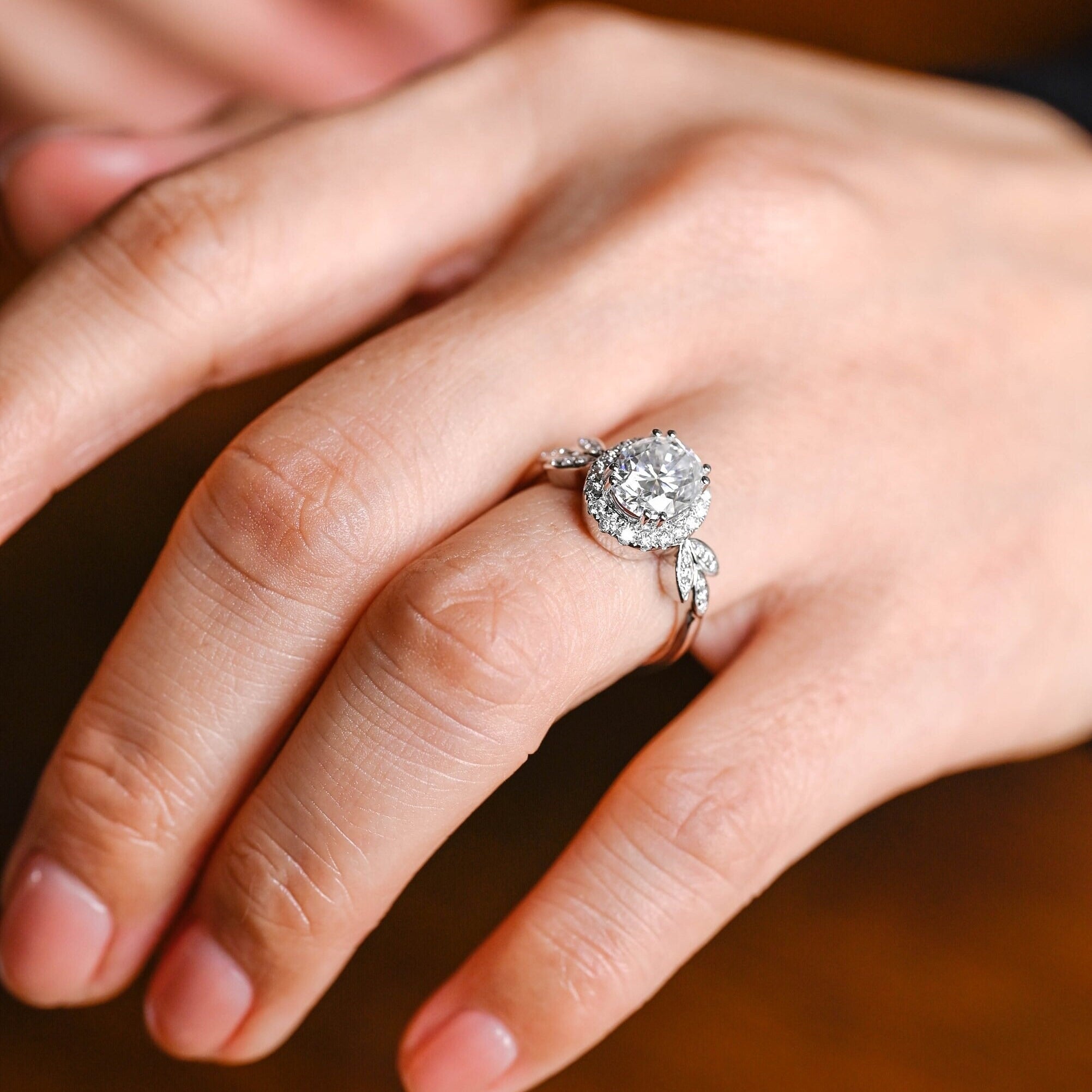 Solid Gold Oval Cut Moissanite Engagement Ring, Wedding Ring