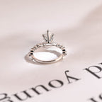 Solid Gold Pear Cut Moissanite Engagement Ring, Half Pave Proposal Ring