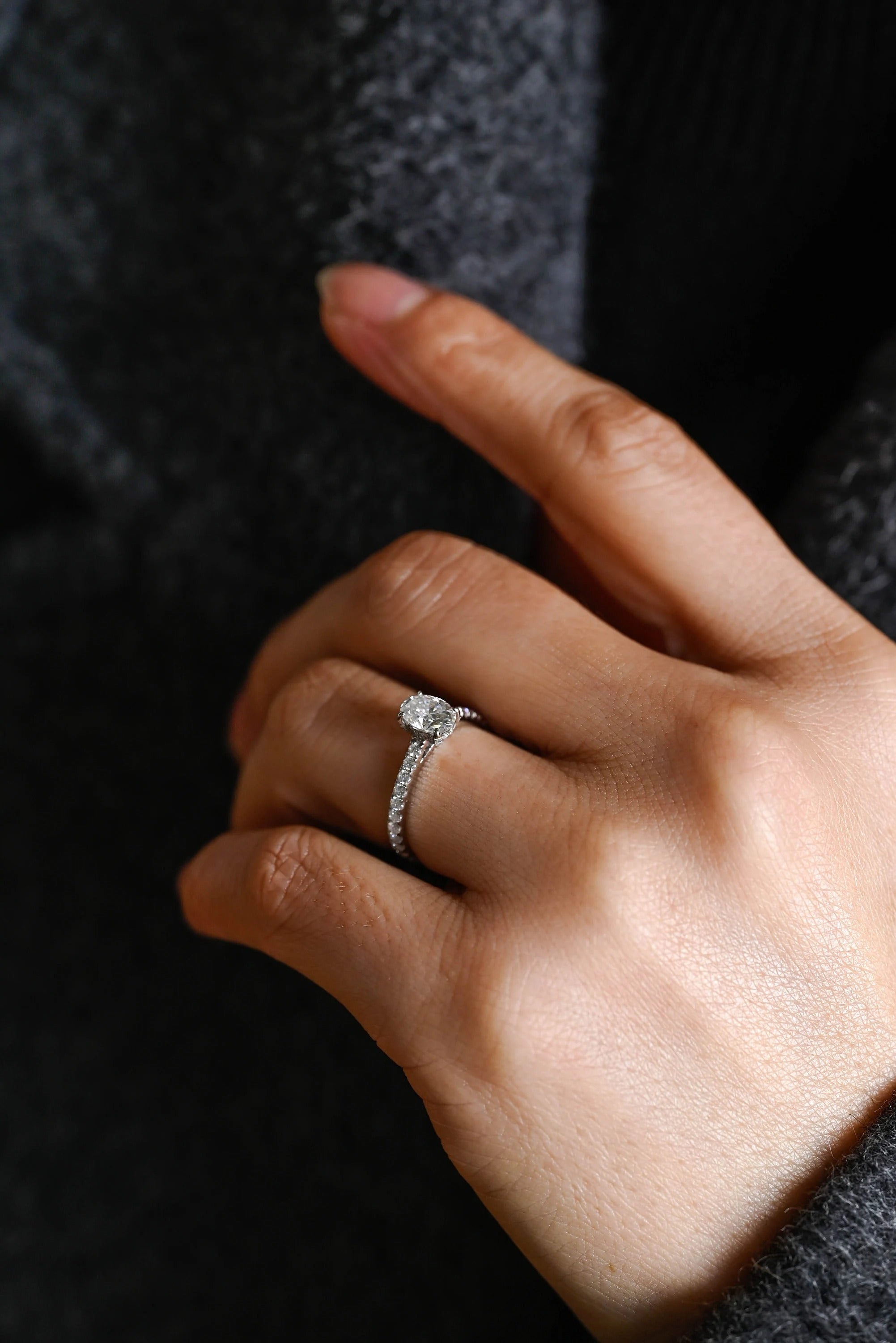 Solid Gold Oval Cut Moissanite Engagement Ring, Proposal Ring