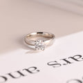 Solid Gold Minimalist Round Moissanite Engagement Ring, 3.5mm Width Band Ring