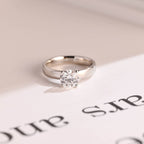 Solid Gold Minimalist Round Moissanite Engagement Ring, 3.5mm Width Band Ring