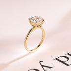 Solid Gold East-West Solitaire Oval Cut Moissanite Engagement Ring, Promise Ring