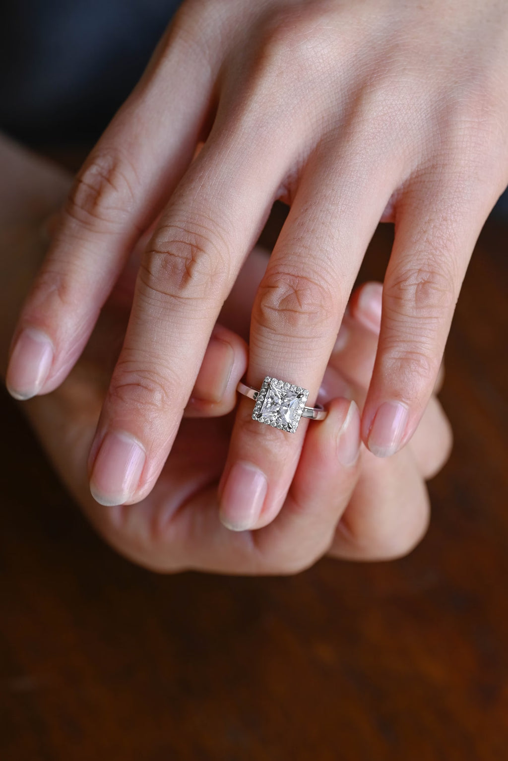 Solid Gold Princess Cut Moissanite Engagement Ring, Promise Ring