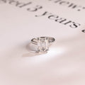 Solid Gold Double Claws Emerald Cut Moissanite Engagement Ring, Anniversary Gift