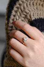 Solid Gold Marquise Moissanite Engagement Ring with Accent Stones