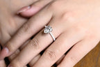 Solid Gold Tulip Flower Pave Pear Moissanite Engagement Ring, Promise Ring