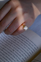 Solid Gold Princess Moissanite Engagement Ring, 3mm Wide Band Bridal Ring