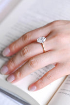 Solid Gold Oval Moissanite Engagement Ring, Six Prongs Promise Ring