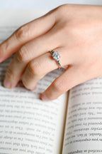 Dainty Solid Gold Round Moissanite Engagement Ring, Promise Ring