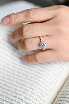Solid Gold Floral Round Moissanite Engagement Ring, Twisted Band Anniversary Ring