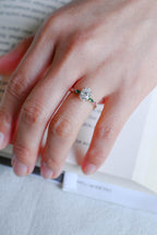Solid Gold Oval Moissanite Engagement Ring with Ruby & Emerald