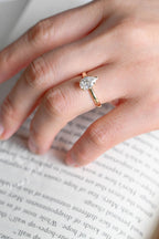 Solid Gold Minimalist Pear Moissanite Engagement Ring, Dainty Promise Ring