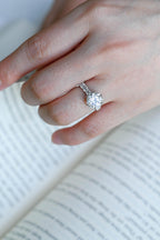 Solid Gold Round Moissanite Engagement Ring, 3.5mm Wide Band Ring