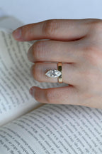 Solid Gold 3.5mm Wide Band Marquise Moissanite Engagement Ring