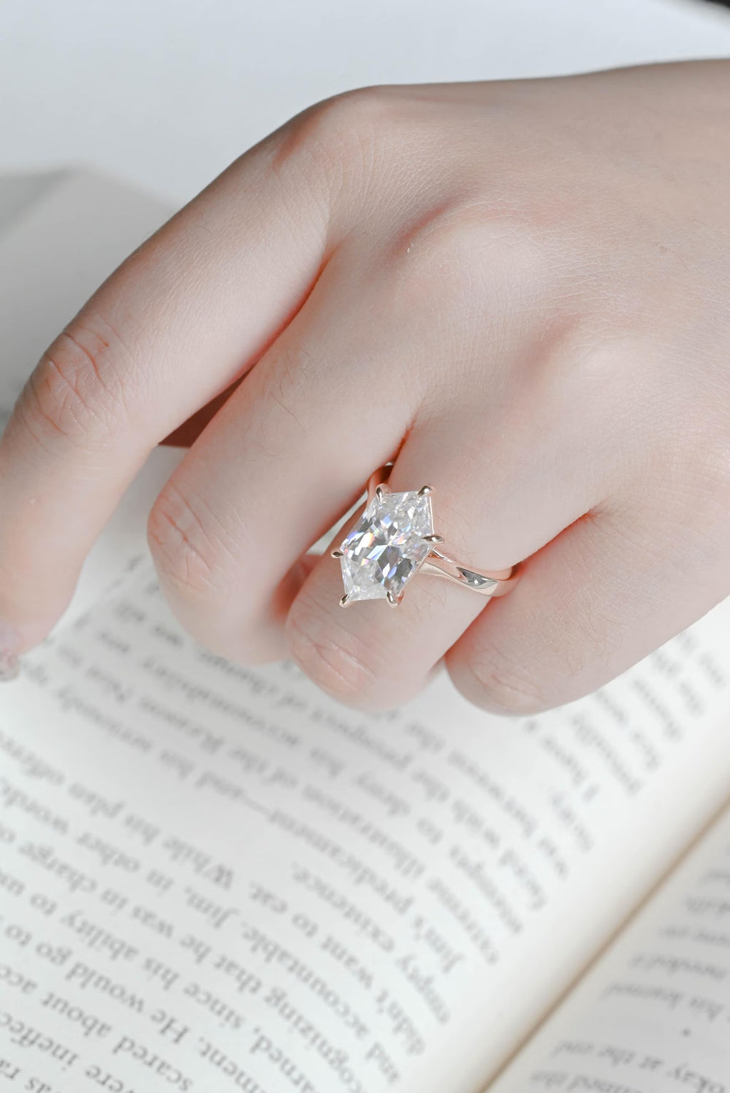 Solid Gold Dutch Marquise Moissanite Ring, Timeless Engagement Ring