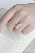 Solid Gold Dutch Marquise Moissanite Ring, Timeless Engagement Ring