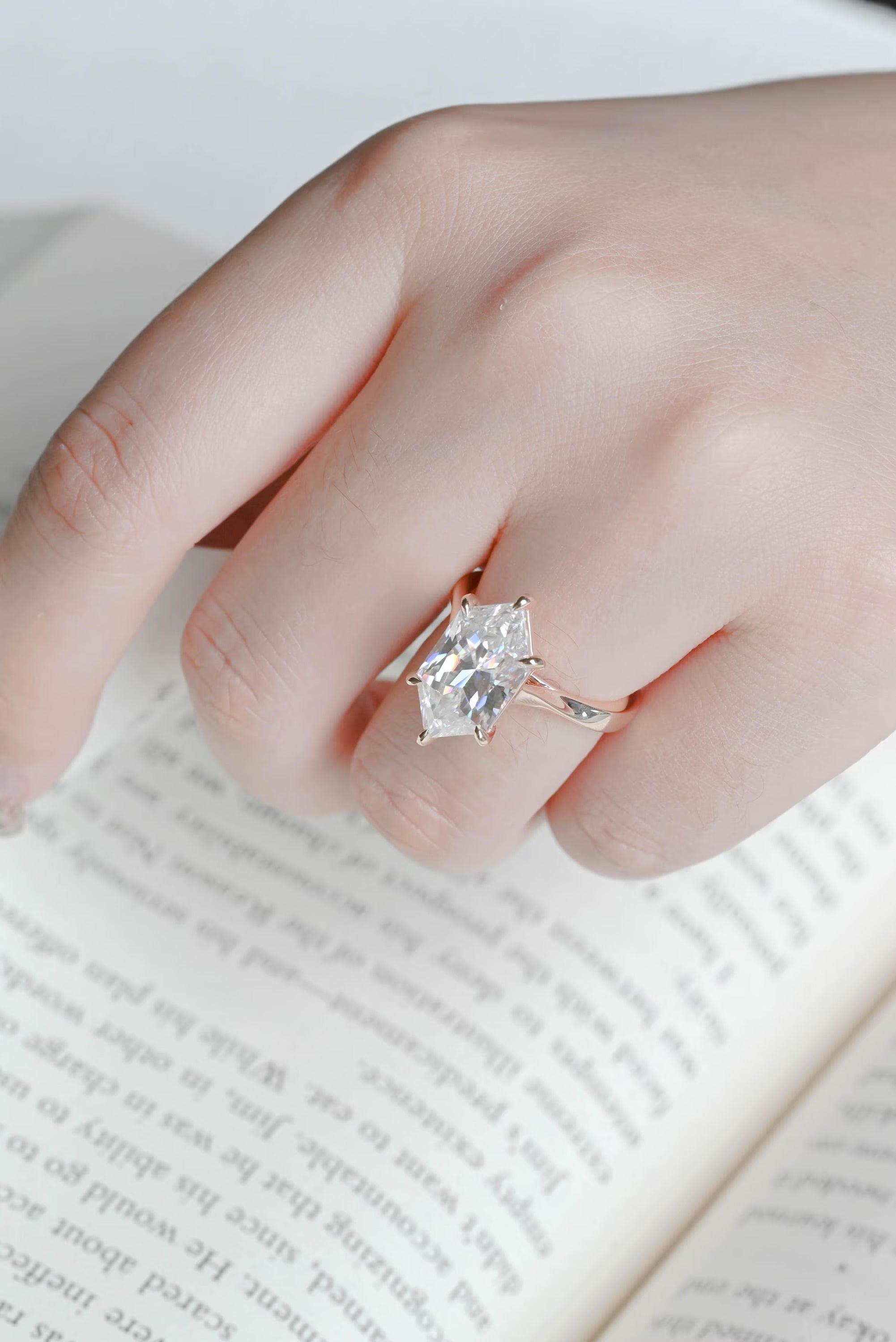 Solid Gold Dutch Marquise Moissanite Ring, Timeless Engagement Ring