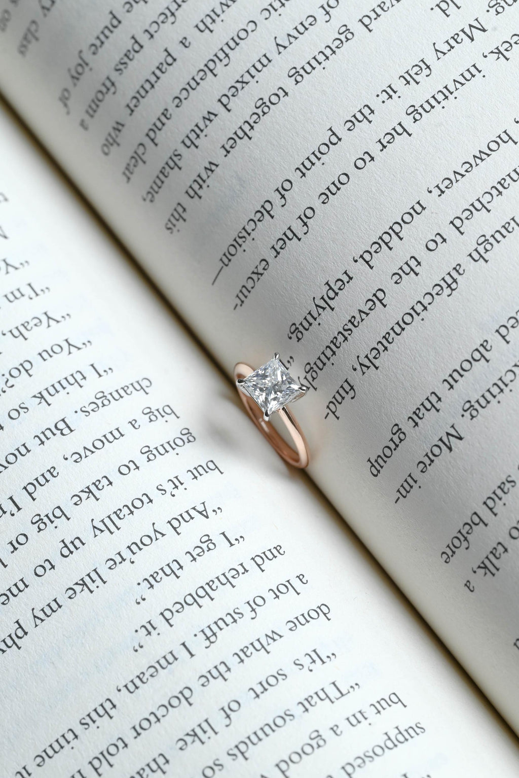 Solid Gold Two Tone Princess Cut Moissanite Engagement Ring, Proposal Ring
