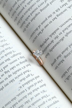 Solid Gold Two Tone Princess Cut Moissanite Engagement Ring, Proposal Ring