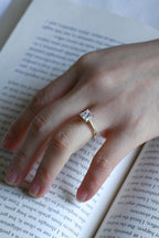 Solid Gold Princess Cut Moissanite Engagement Ring, Promise Ring