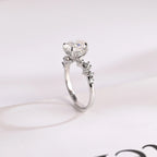 Solid Gold Oval Cut Moissanite Engagement Ring with Hidden Halo