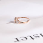 Solid Gold Three Stone Oval Cut Moissanite Engagement Ring