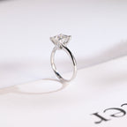 Solid Gold Princess Cut Moissanite Engagement Ring, Art Deco Ring