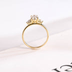 Solid Gold Oval Cut Moissanite Engagement Ring, Vintage Promise Ring