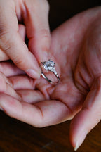 Solid Gold Oval Cut Cluster Moissanite Engagement Ring, Promise Ring