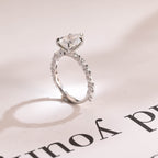 Solid Gold Pear Cut Moissanite Engagement Ring, Half Pave Proposal Ring